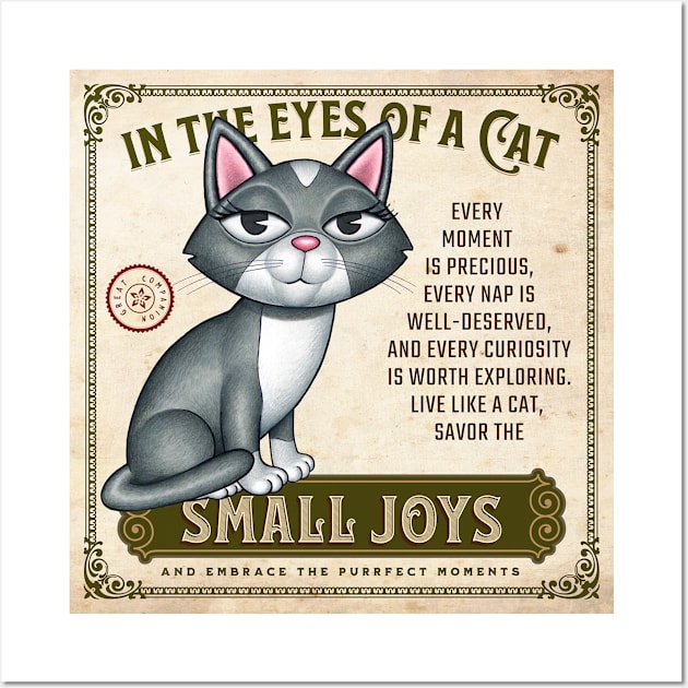 Cute Gray and White Kitty in the eyes of the cat small joys Wall Art by Danny Gordon Art